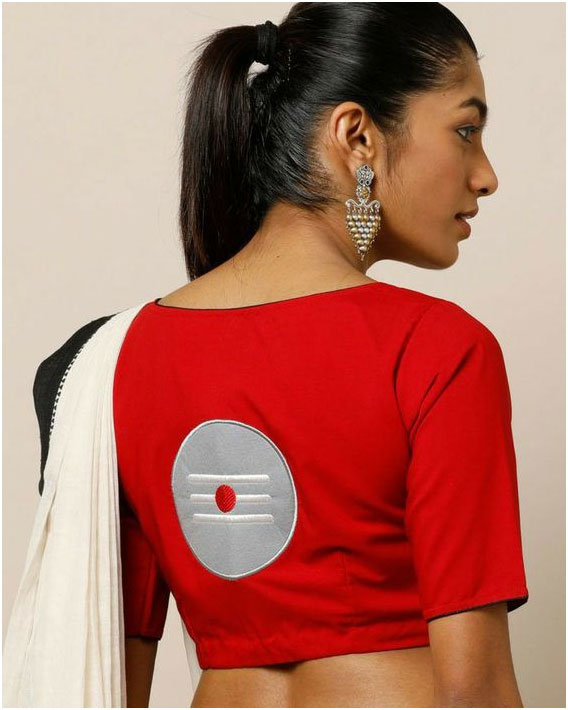 Patch Work Back Blouse Design