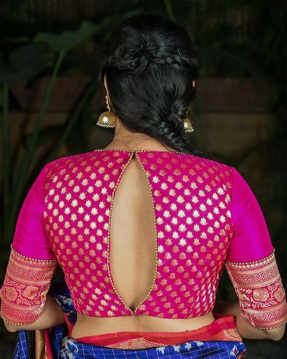 Pink Silk Back Blouse Design