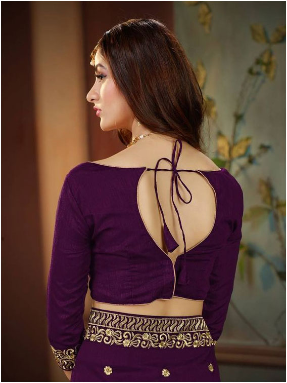 Purple Cotton Silk Back Blouse Design