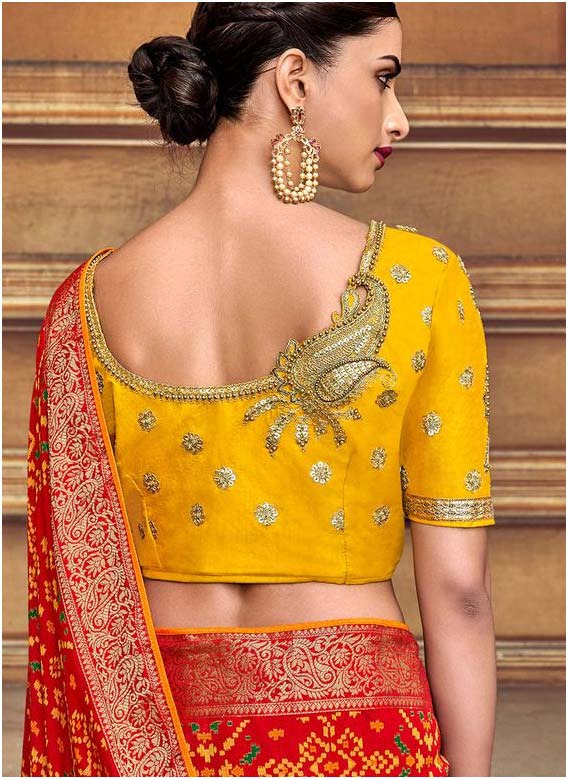 Yellow Back Blouse Design