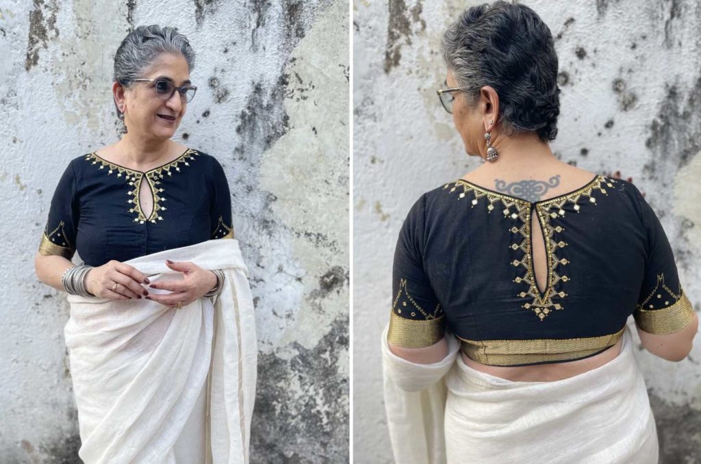 Temple Border Black Blouse