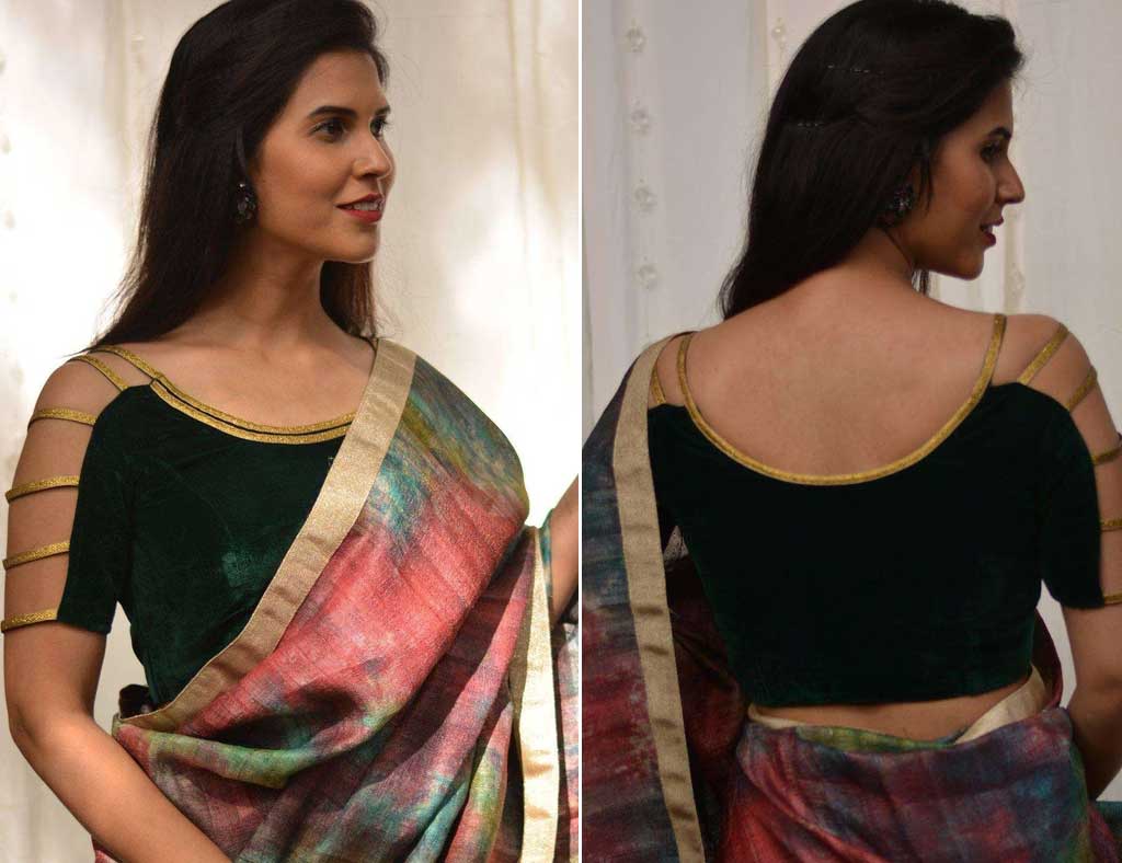 Velvet Blouse with Golden Sleeves