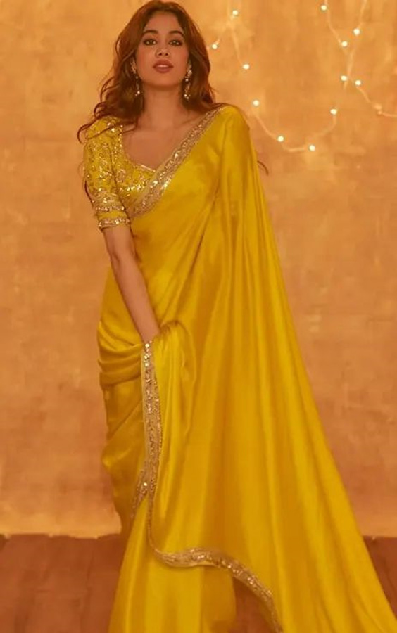 yellow saree with shimmer blouse