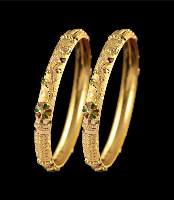 3D Design Gold Bangles