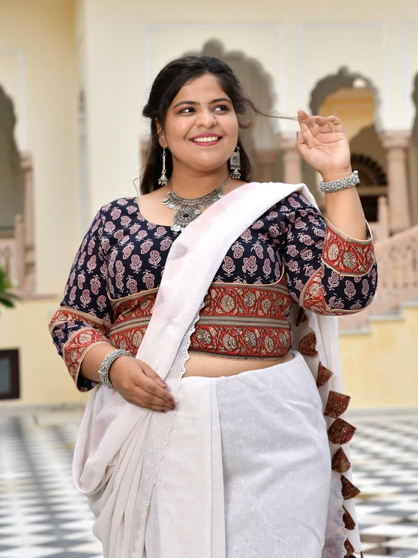 BLACK AJRAKH PRINTED BLOUSE