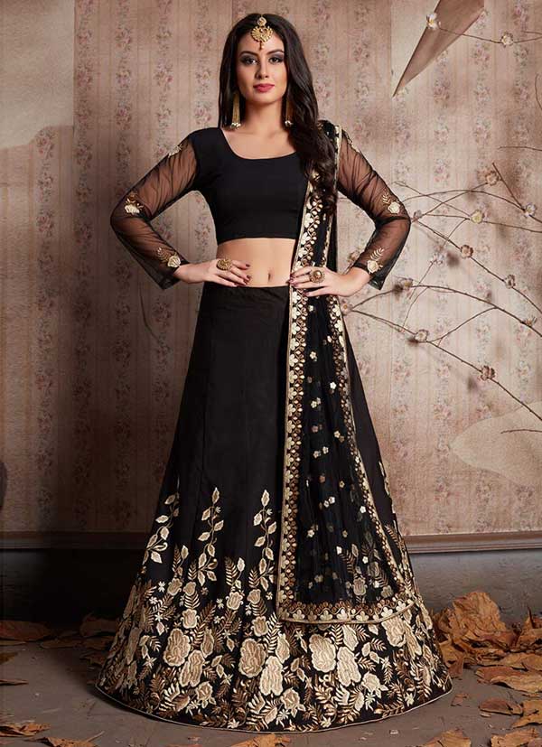 Black Embroidered Lehenga Choli