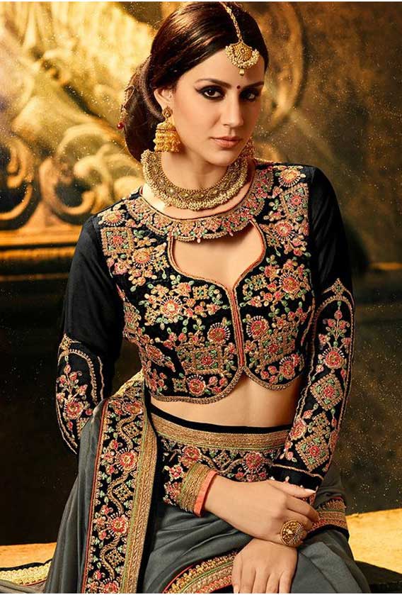 Black Heavy Embroidered Blouse