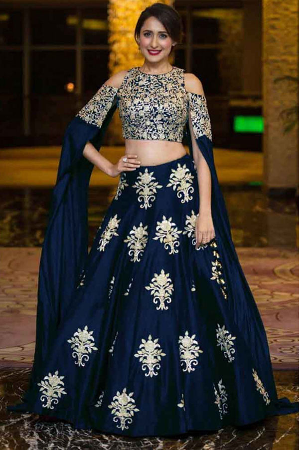 Blue Silk A Line Lehenga Choli