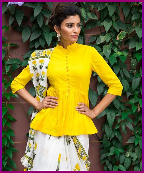 Chinese Collar Full Length Blouse