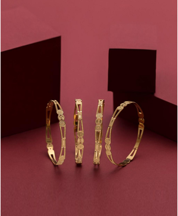 Circular Pattern Gold Bangles