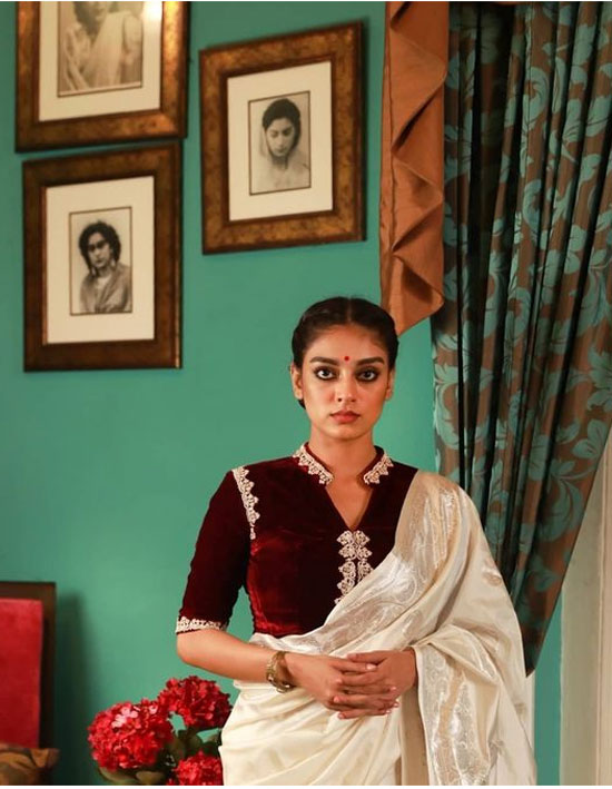 Collar Neck Velvet Blouse Design