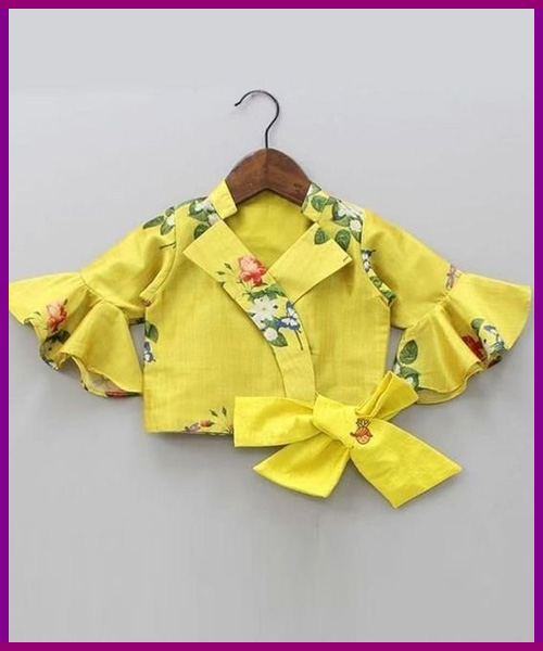 Cross Neck Yellow Blouse