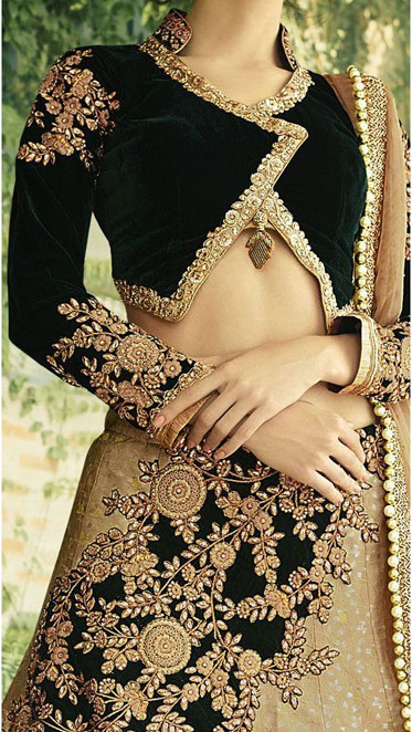 Cross Style Velvet Blouse Design