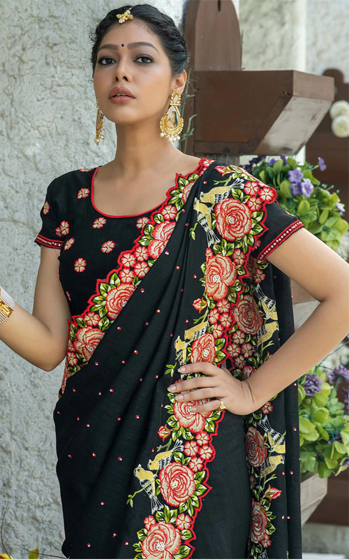 Cut Border Work Saree