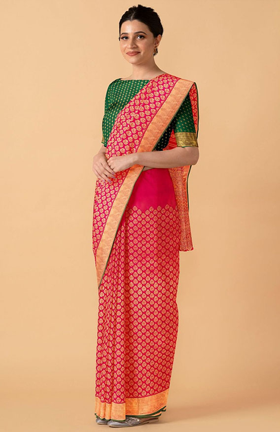 Dark Red Silk Kanjeevaram Saree