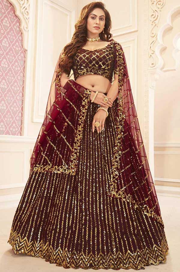 Deep Red A Line Lehenga
