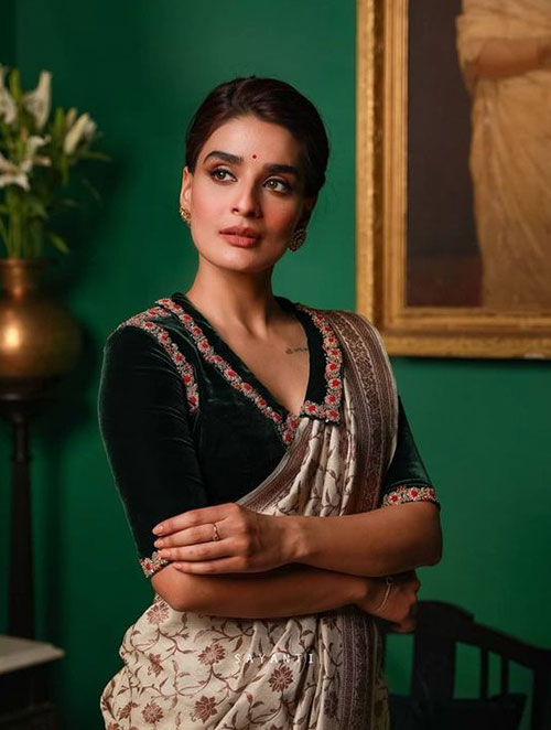 Embroidered Detailing Velvet Blouse