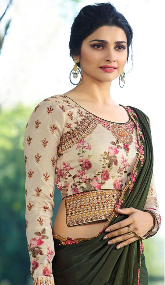 Floral Print Embroidered Blouse Design