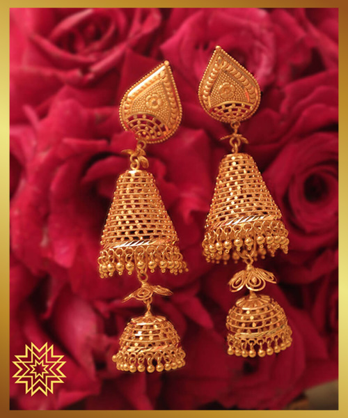 Gold Jhumka Earrings