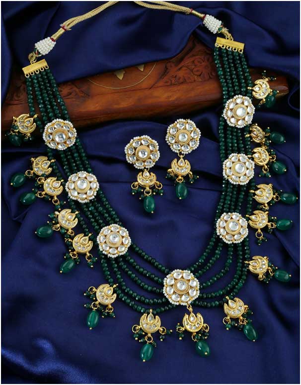 Green Color Kundan Neckwear