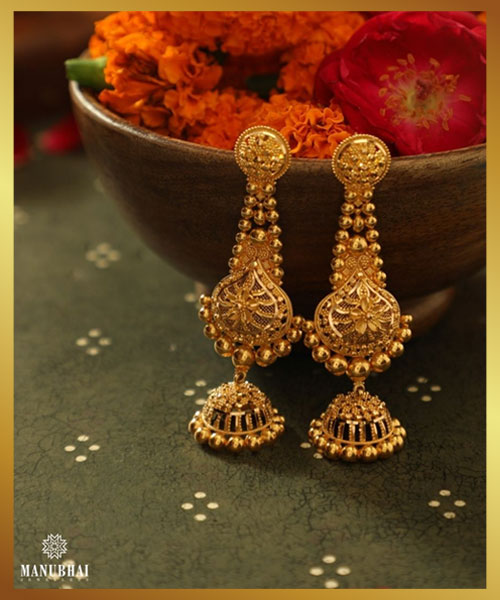 Jhumka Long Gold Earrings