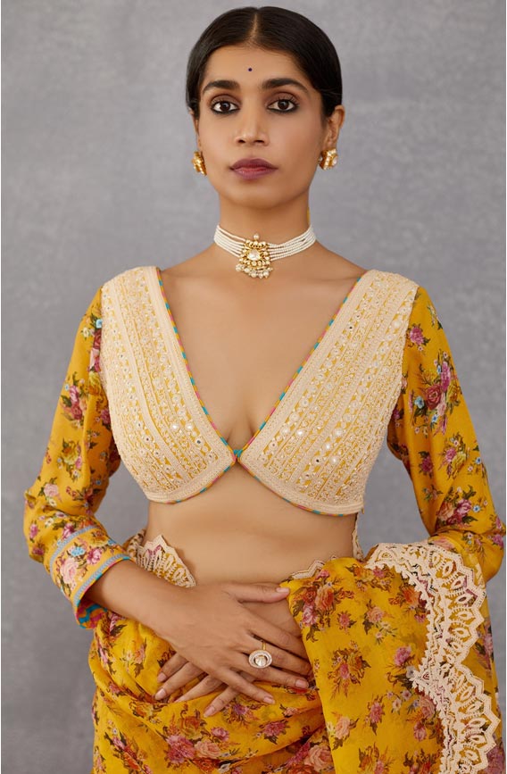 Lucknowi Work Full Sleeves Blouse Design