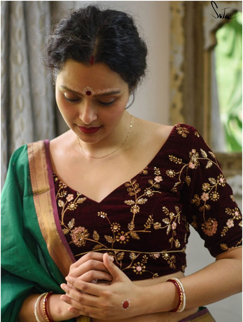 Maroon Blouse Design Front