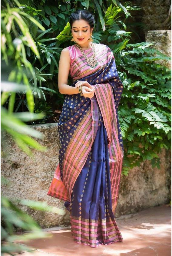 Navy Blue Kanjeevaram Saree