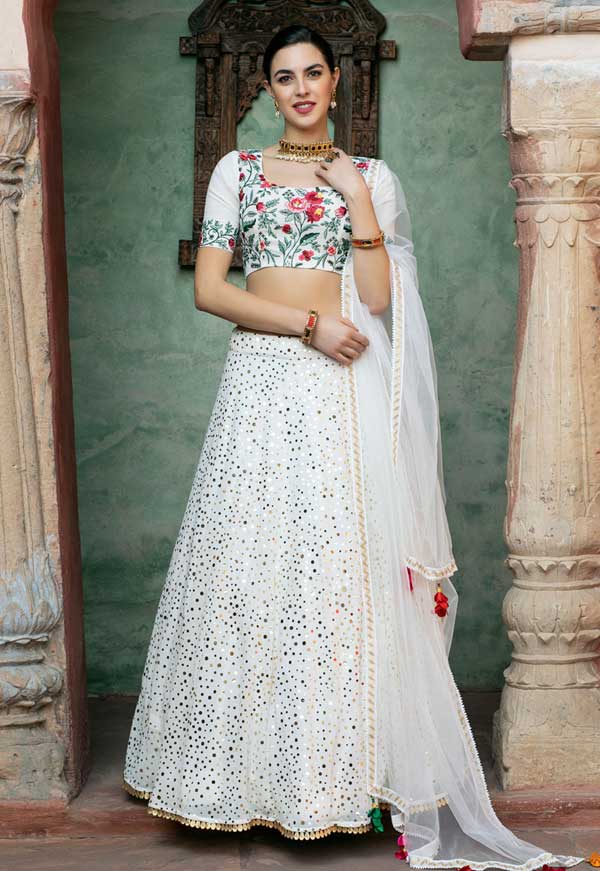 Off White Georgette Lehenga Choli