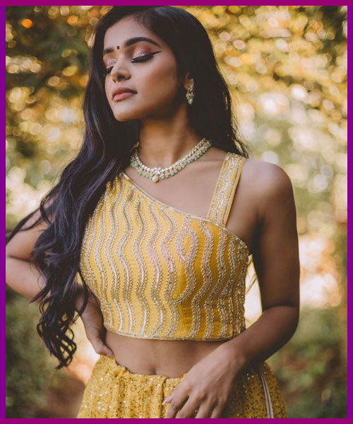One Shoulder Yellow Blouse Design