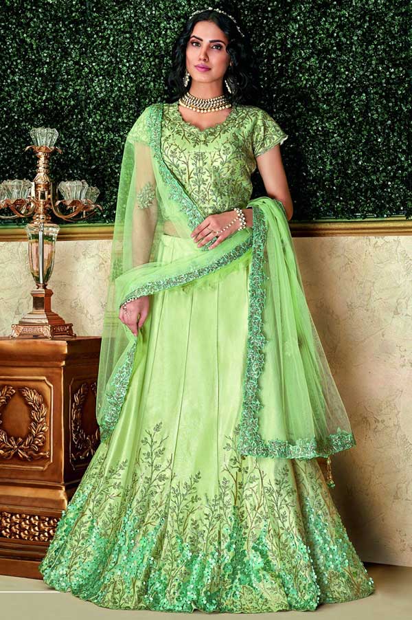 Pastel Green A line Lehenga Choli