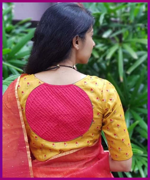 Patch Work Yellow Blouse Design