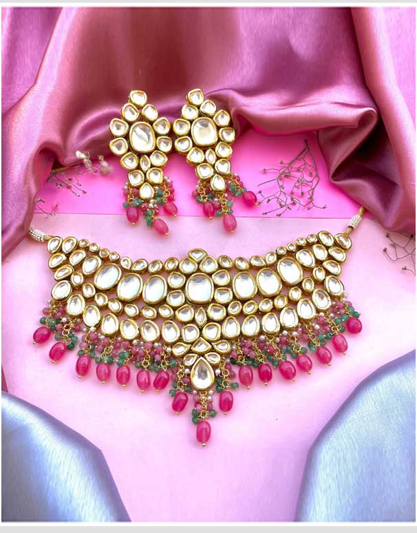 Pink Choker Kundan Set