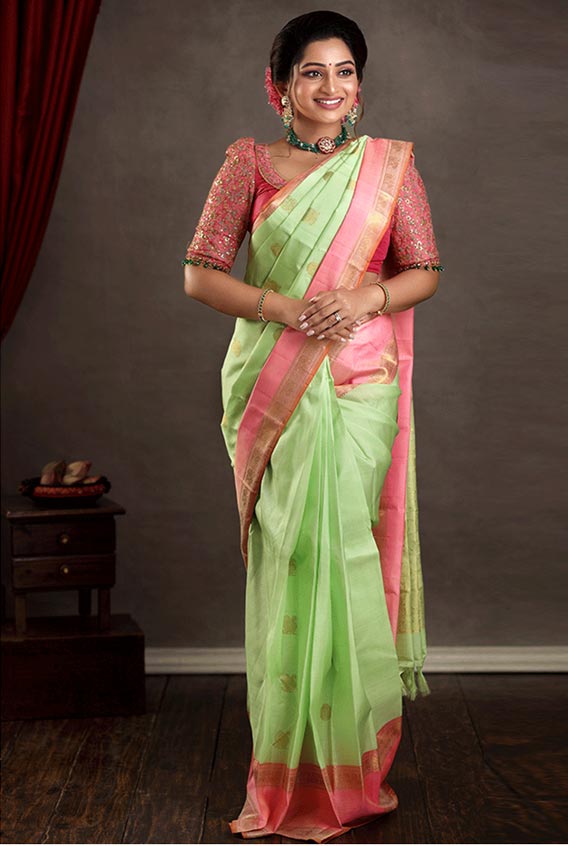 Pista Green Kanjeevvaram Silk Saree