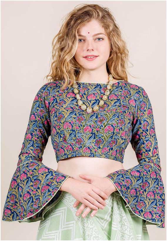 Printed Bell Sleeves Blouse