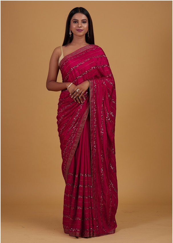 Rani Pink Designer Saree