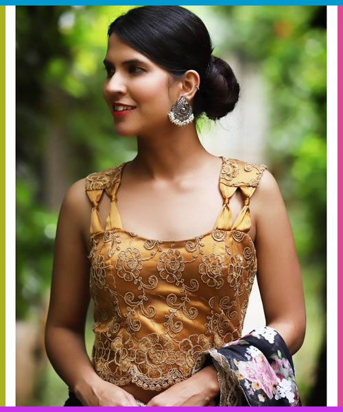 Sleeveless Full Length Blouse Design