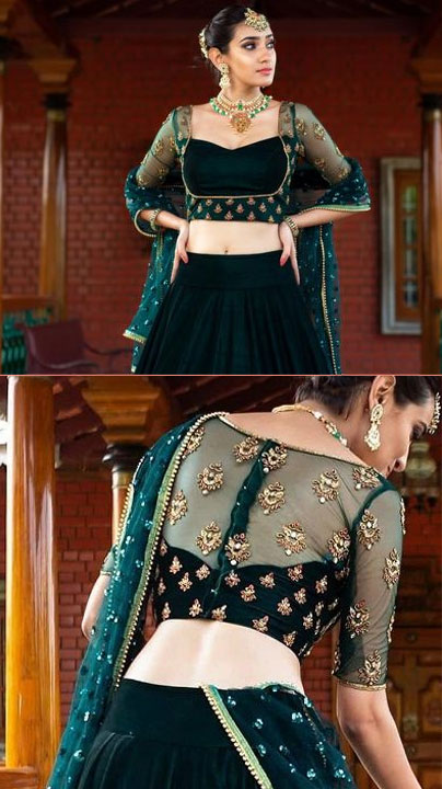 Velvet And Net Work Designer Blouse