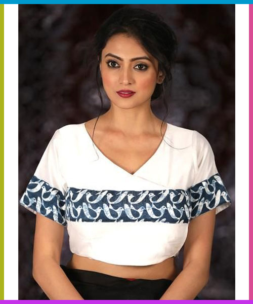 White Cross Neck Blouse