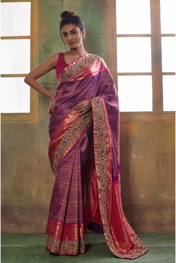 Wine Kanchipuram Silk Saree