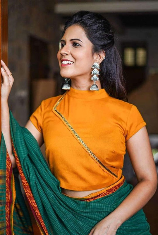 Yellow High Neck Blouse