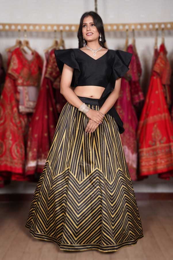 Black Crop Top & Lehenga