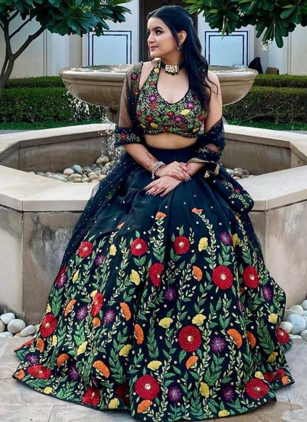 Black Digital Printed Lehenga