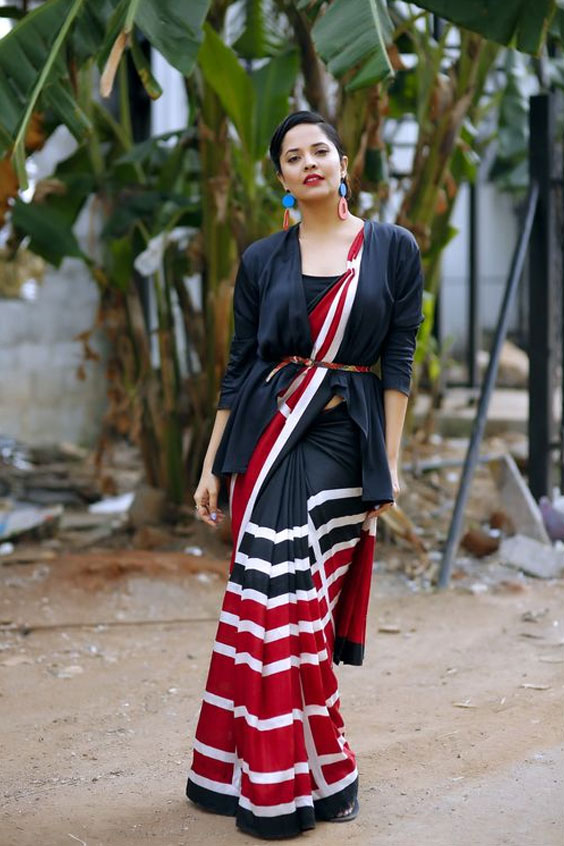 black jacket with saree