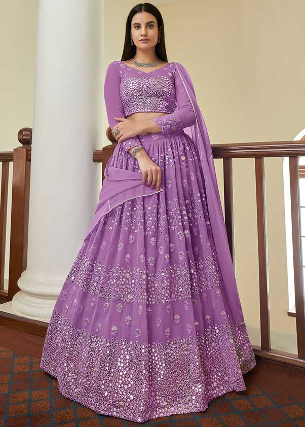 Purple Embroidered Lehenga