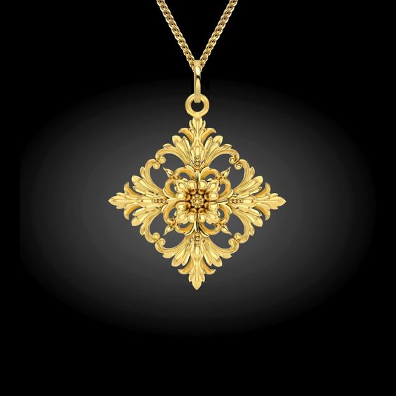 18 Kt Gold Rosette Pendant 