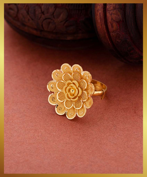 3 D floral Gold Ring