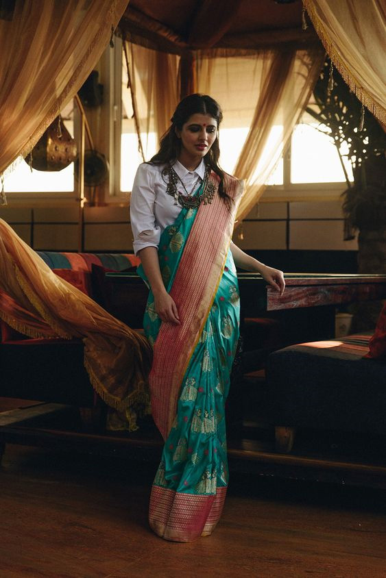 Banarasi Saree With Shirt