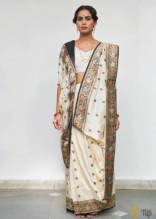 Black Pure Katan Silk Banarasi Heritage Handloom Saree