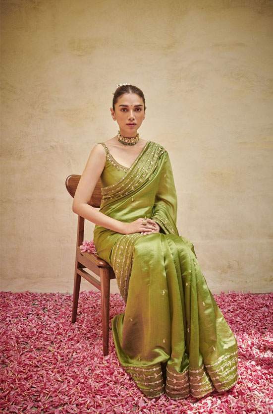 Dark Green Organza Silk Saree